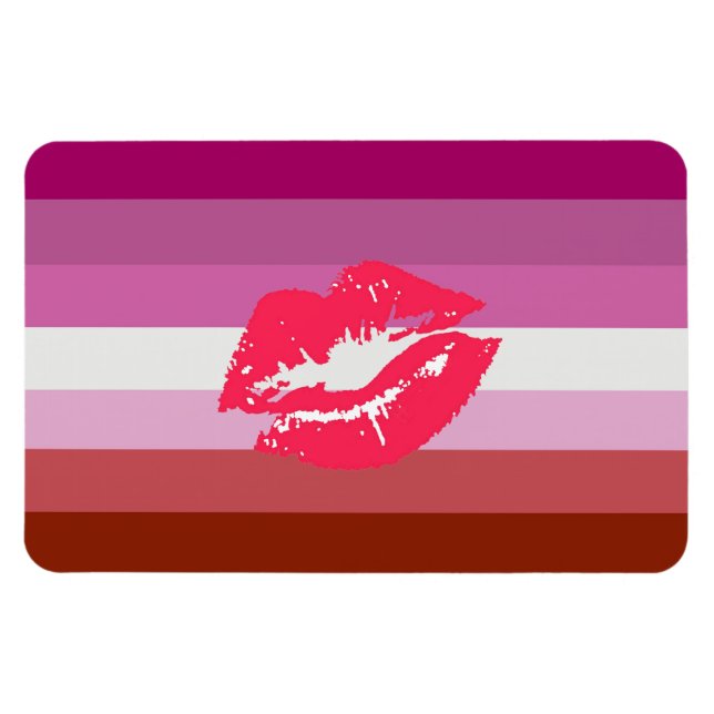 Ímã Bandeira do Orgulho Lésbico de Batom (Horizontal)