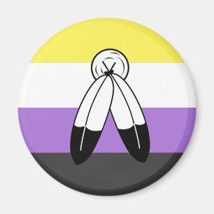 Imã Bandeira do Orgulho Não-Binário com Dois Espíri
