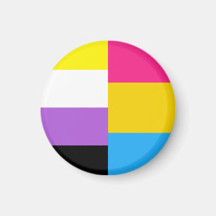 Imã Bandeira do Orgulho Pânsexual Não Binário Duplo
