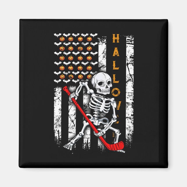 Imã Bandeira do Skeleton Halloween Us (Frente)
