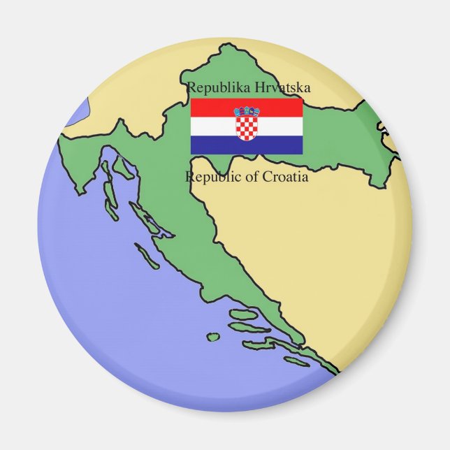 Imã Bandeira e Mapa da Croácia (Frente)