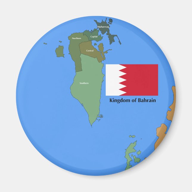 Imã Bandeira e Mapa do Reino do Barém (Frente)