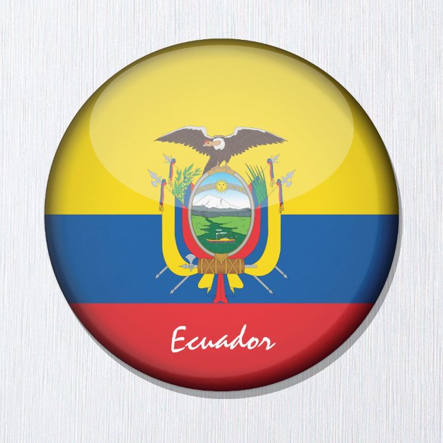 Imã Bandeira equatoriana e equatoriana - fãs de viagem (Criador carregado)