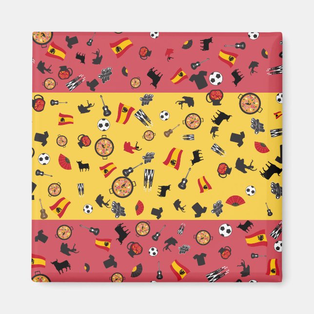 Imã Bandeira espanhola com artigos famosos de Espanha (Frente)