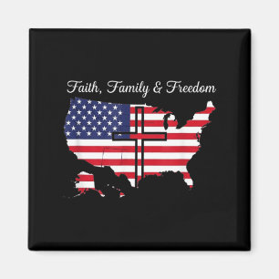 Imã Bandeira EUA Fé Família Liberdade 4 de Julho