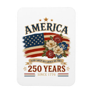 Ímã Bandeira Floral Patriótica América 250 Anos Desde