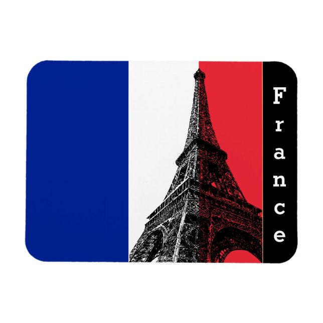 Ímã Bandeira francesa e Torre Eiffel Paris / Magnet Fr (Horizontal)
