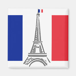 Imã Bandeira francesa Eiffel Tower Paris Magnet