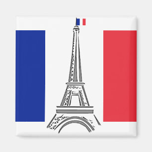 Imã Bandeira francesa Eiffel Tower Paris Magnet