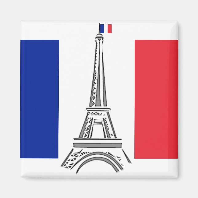 Imã Bandeira francesa Eiffel Tower Paris Magnet (Frente)