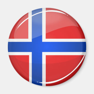 Imã Bandeira Glossy Round Noruega