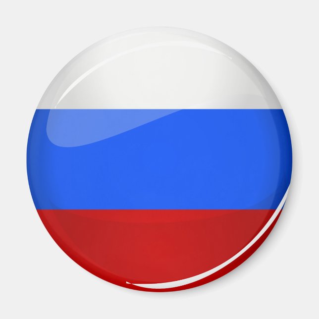 Imã Bandeira Glossy Round Rússia (Frente)