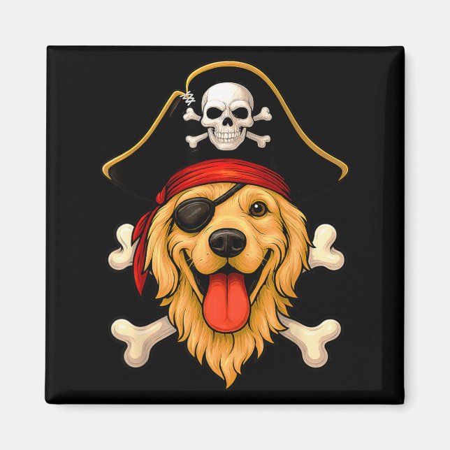 Imã Bandeira Jolly Roger de Pirata do Cão Retriever Do (Frente)