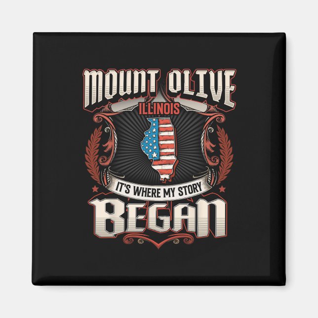 Imã Bandeira Mount Olive Illinois EUA 4 De Julho  (Frente)