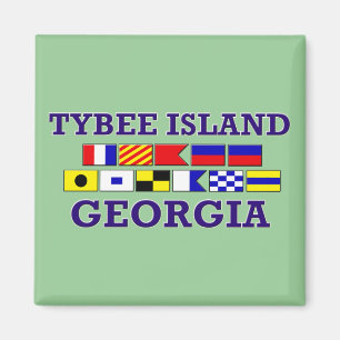 Imã Bandeira náutica da ilha de Tybee - ímã quadrad