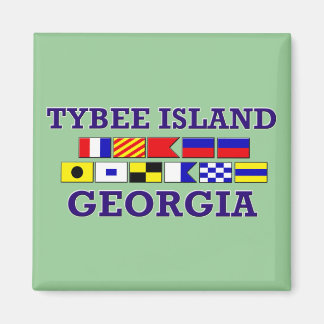 Imã Bandeira Náutica de Tybee Island - Magnet Quadrado
