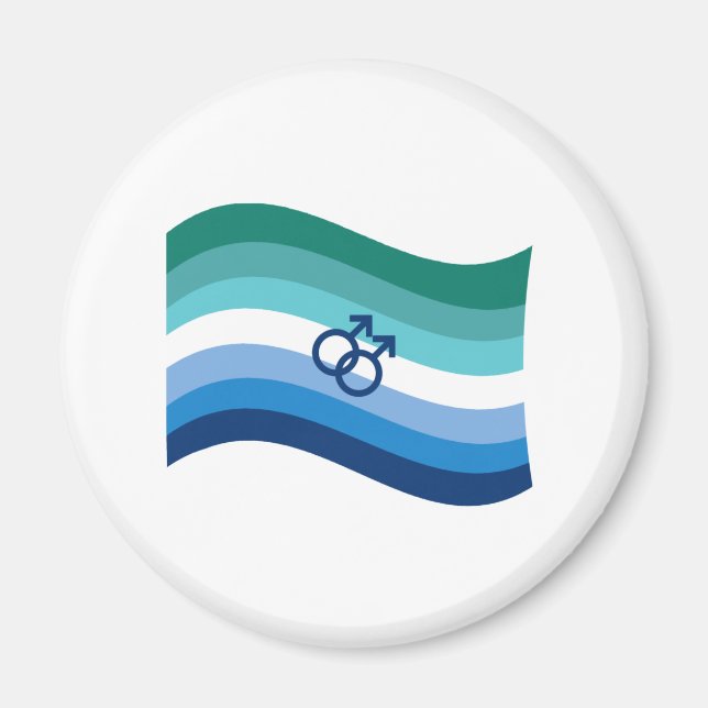 Imã Bandeira Ondulada Azul Orgulho do Amor Gay Masculi (Frente)