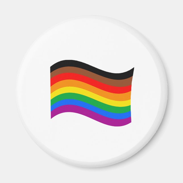 Imã Bandeira Ondulante do Orgulho Arco-íris da Filadél (Frente)