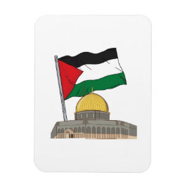 Ímã Bandeira palestina acima do Domo da Mesquita Rock