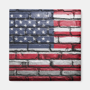 Imã Bandeira Patriótica Americana no Muro