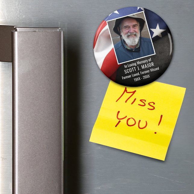 Imã Bandeira Patriótica Na Foto De Simpatia De Memória (Patriotic Flag In Loving Memory Sympathy Photo Magnet)