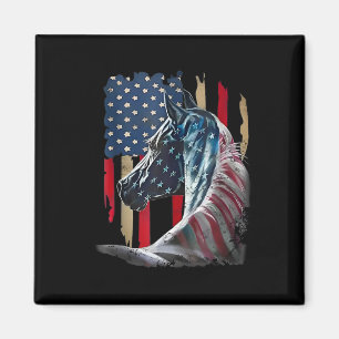 Imã Bandeira Patriótica Usa Bandeira Vintage Horse 4 D