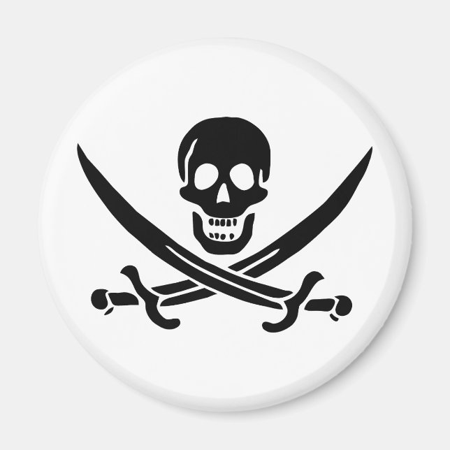 Imã Bandeira Pirata Caveira Espadas Cruzadas (Frente)