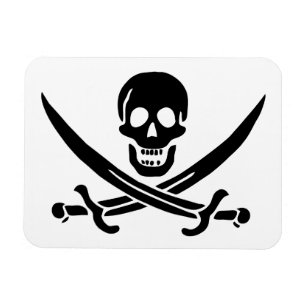 Ímã Bandeira Pirata Caveira Espadas Cruzadas