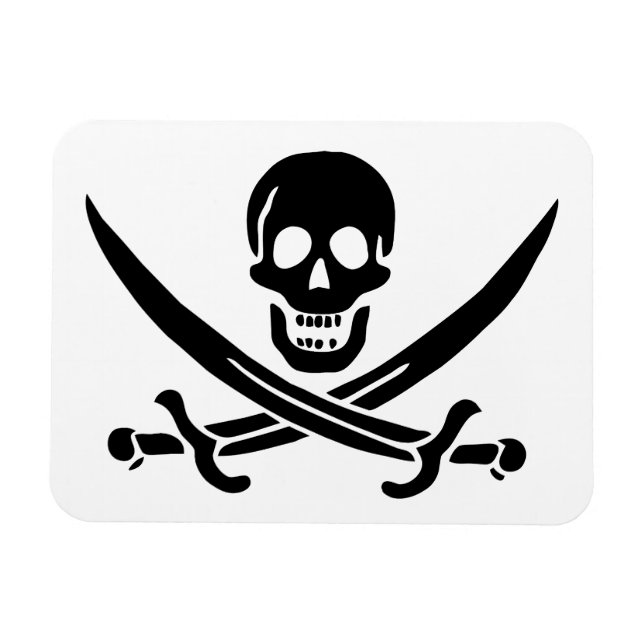 Ímã Bandeira Pirata Caveira Espadas Cruzadas (Horizontal)
