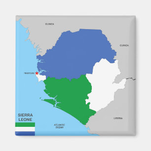 Imã bandeira política do mapa do país de Sierra Leã