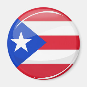 Imã Bandeira porto-riquenha redonda brilhante