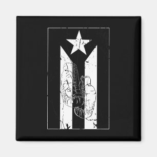 Imã Bandeira Preta E Branca De Porto Rico Com Luva De