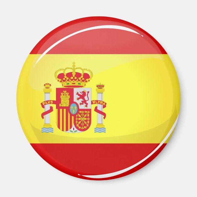 Imã Bandeira redonda brilhante da Espanha (Frente)