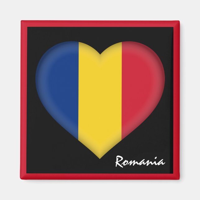 Imã Bandeira romena e Coração, férias na Romênia/espor (Frente)