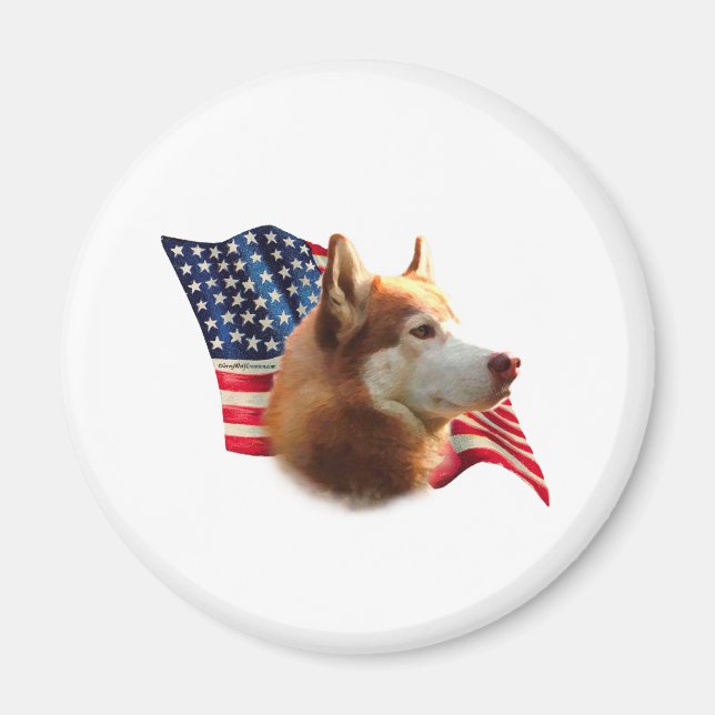 Imã Bandeira Siberian Husky (vermelha) (Frente)