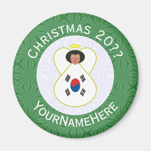 Imã Bandeira Sul-Coreana Anjo de Natal Personalizado