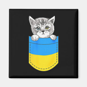 Imã Bandeira Ucraniana Gato Fofo No Bolso Presente Da