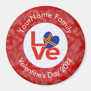 Imã Bandeira Vermelha do Amor Personalizada das Ilhas 