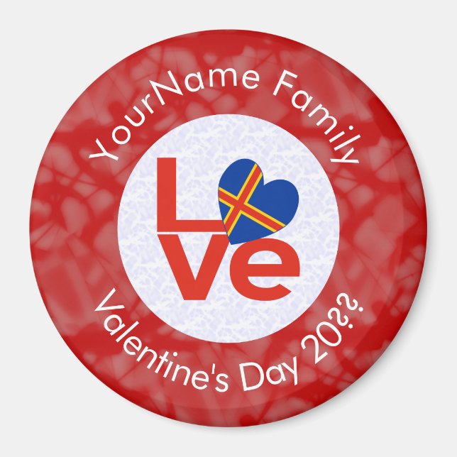 Imã Bandeira Vermelha do Amor Personalizada das Ilhas  (Frente)