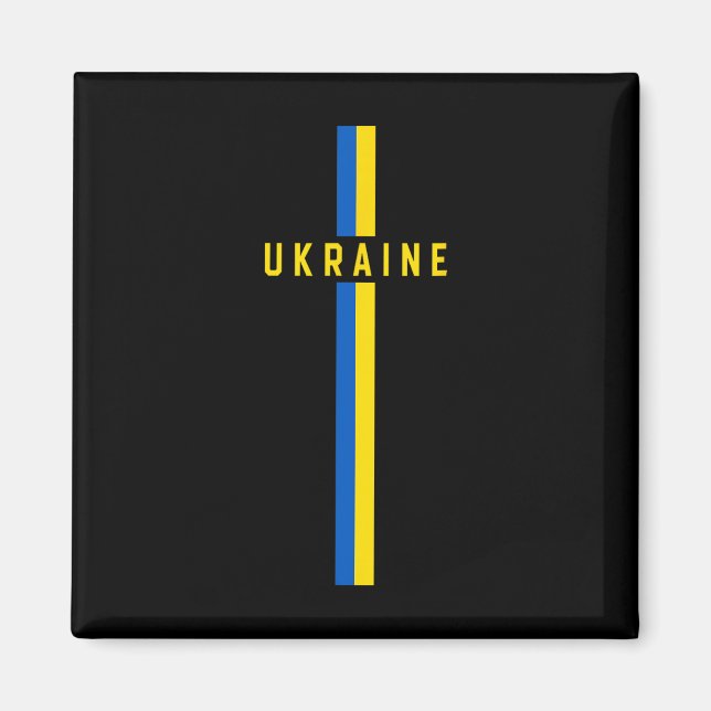 Imã Bandeira vertical da Ucrânia com texto “Ucrânia” e (Frente)