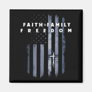 Imã Bandeira Vintage EUA Fé Família Liberdade Patrióti
