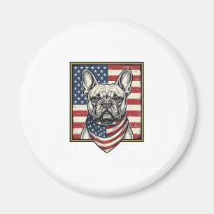 Imã Bandeira Vintage Patriótica do Bulldog Francês