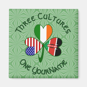 Imã Bandeiras americanas irlandesas quenianas Shamrock