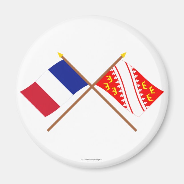 Imã Bandeiras cruzadas da França e da Alsácia (Frente)