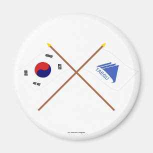 Imã Bandeiras cruzadas de Coreia e de Taegu