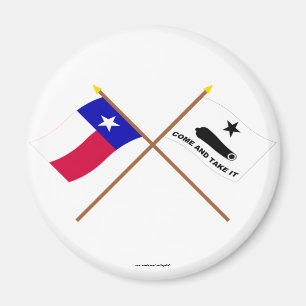 Imã Bandeiras cruzadas de Texas e de Gonzales