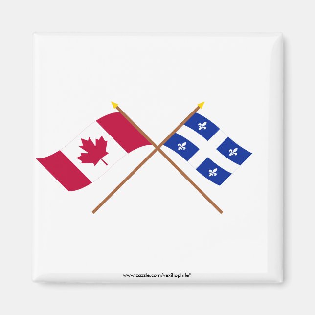 Imã Bandeiras cruzadas do Canadá e do Quebec (Frente)