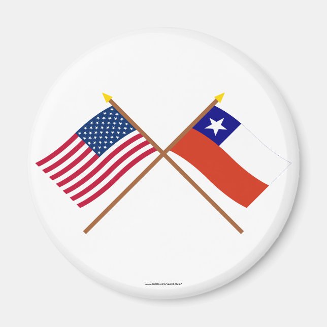 Imã Bandeiras cruzadas dos EUA e do Chile (Frente)