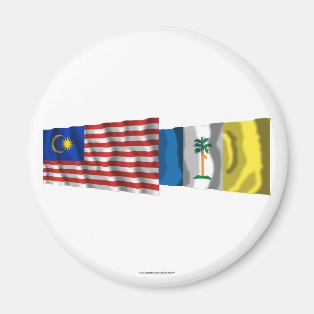 Imã Bandeiras de asas Malásia e Penang (Frente)