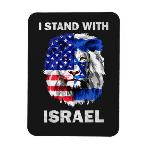 Ímã Bandeiras de Israel e EUA Leão _ Eu Estou com Isra